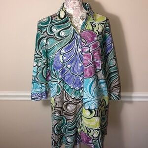 Dana Buchman  Paisley Shirt Dress Large